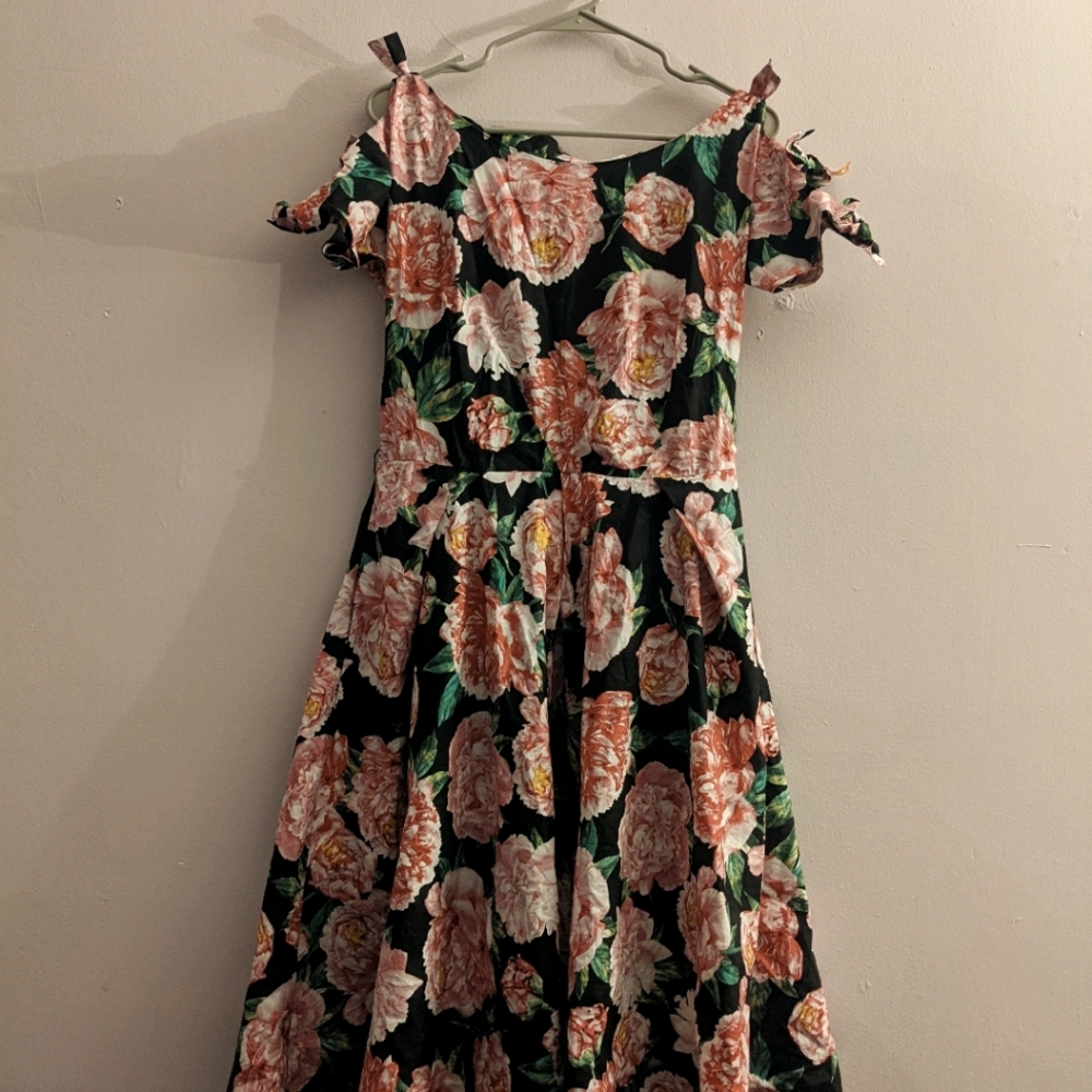 Unique Vintage Rose Print Dress